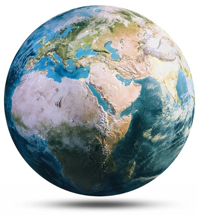 Earth seen from space, centered on Africa and Asia